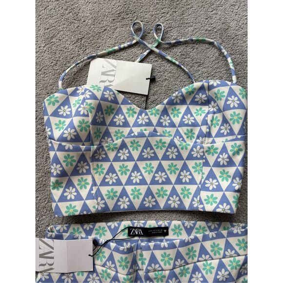 NWT ZARA printed Pants and Croptop Set, Small $100 E4 - Picture 5 of 9